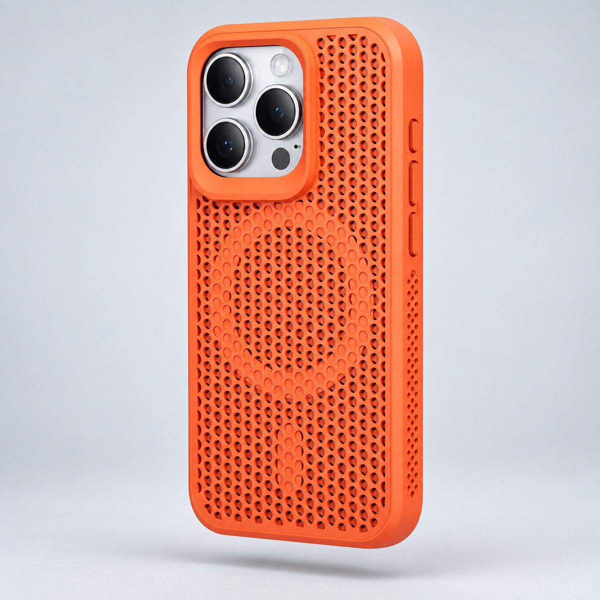 AeroFlow magnetic phone case in Orange; model-specific design varies