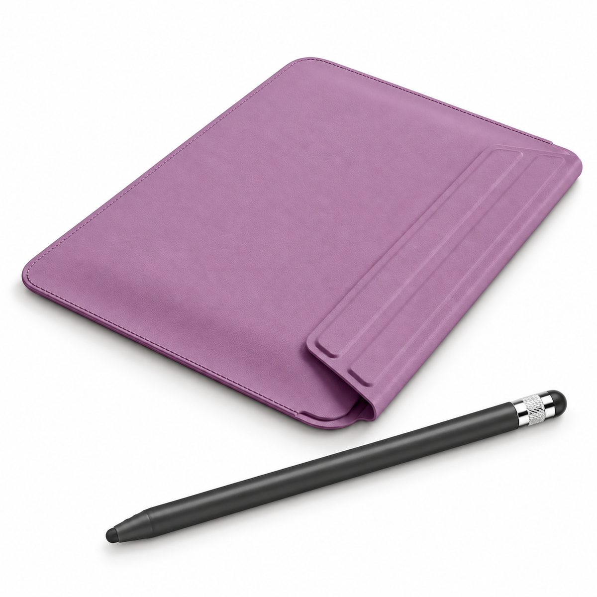 FormaLift Air Create — iPad Sleeve + Stylus Bundle, Sunset Purple; all included bundle items on white. Representative iPad fit; tablet not included.