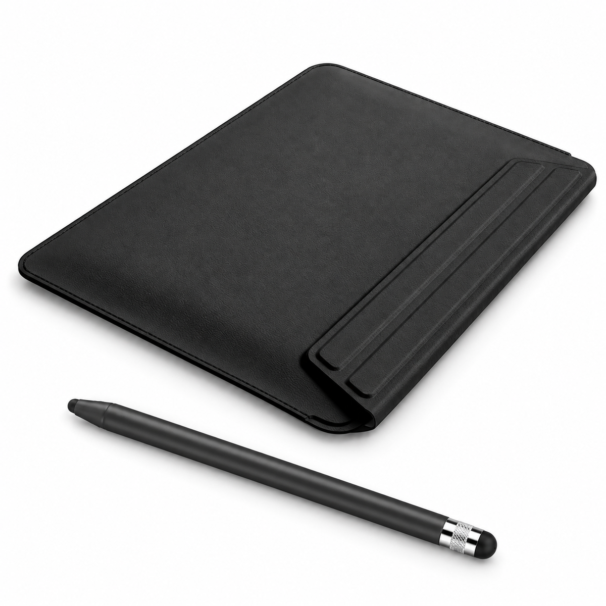 FormaLift Air Create — iPad Sleeve + Stylus Bundle, Black; all included bundle items on white. Representative iPad fit; tablet not included.