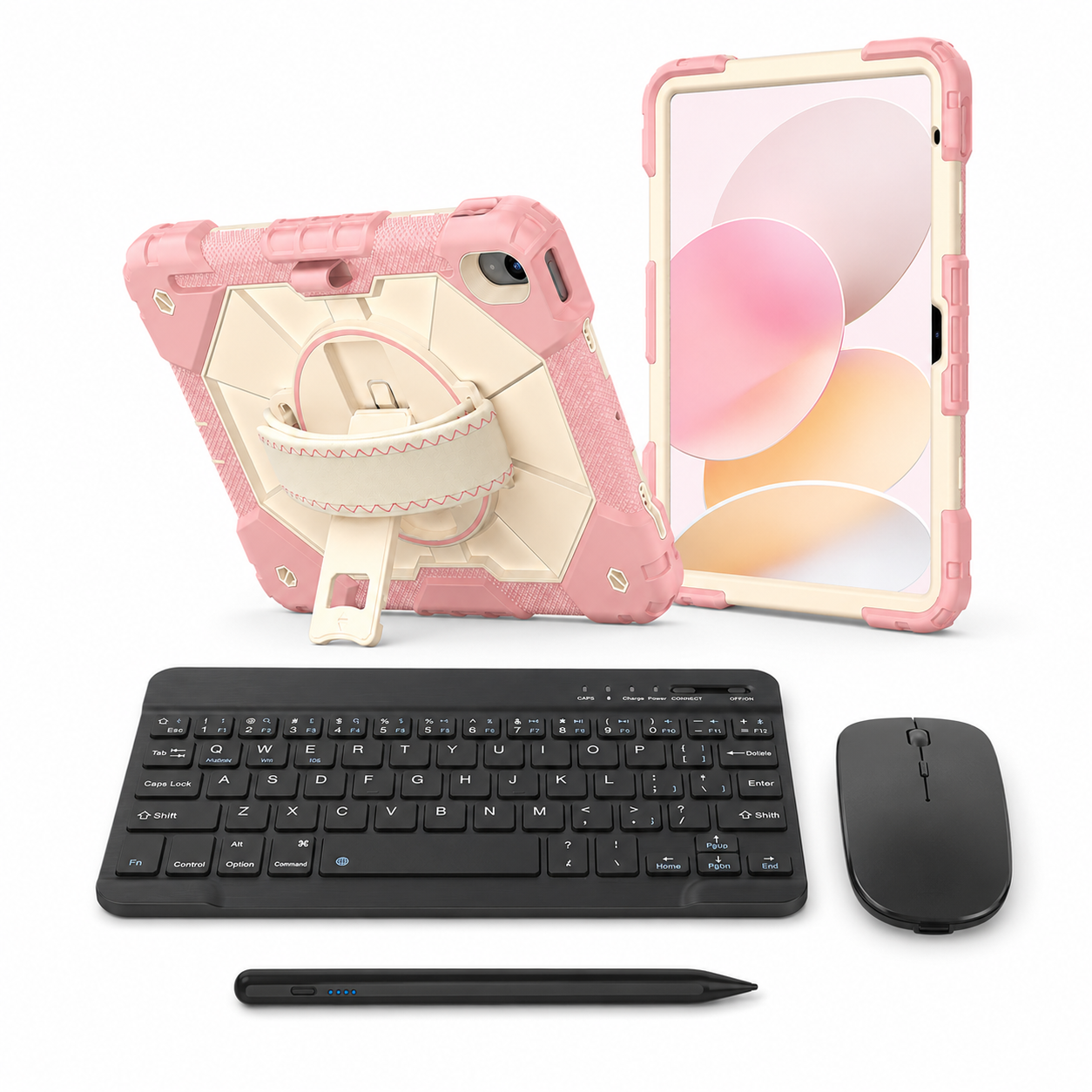RhinoGuard Apex Command WorkForce Elite Rose Gold iPad case bundle with keyboard, mouse and universal touchscreen stylus