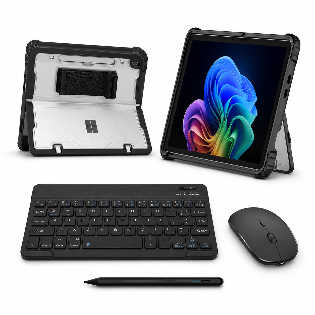RhinoGuard Apex Shield WorkForce Elite Black No Strap Surface case bundle with keyboard, mouse and universal touchscreen stylus