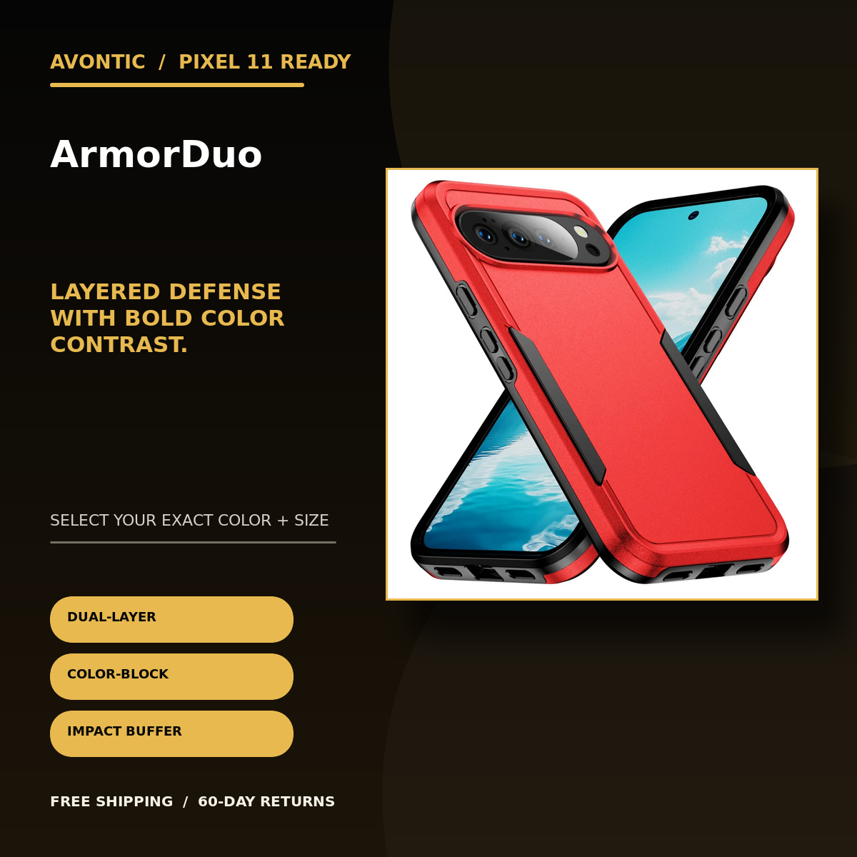 Avontic ArmorDuo Google Pixel case feature image highlighting product benefits