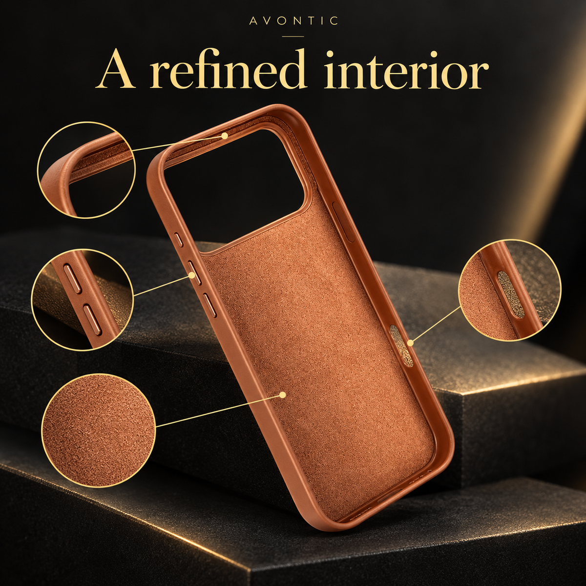 Avontic AtelierMag PU Leather Magnetic Case — A refined interior