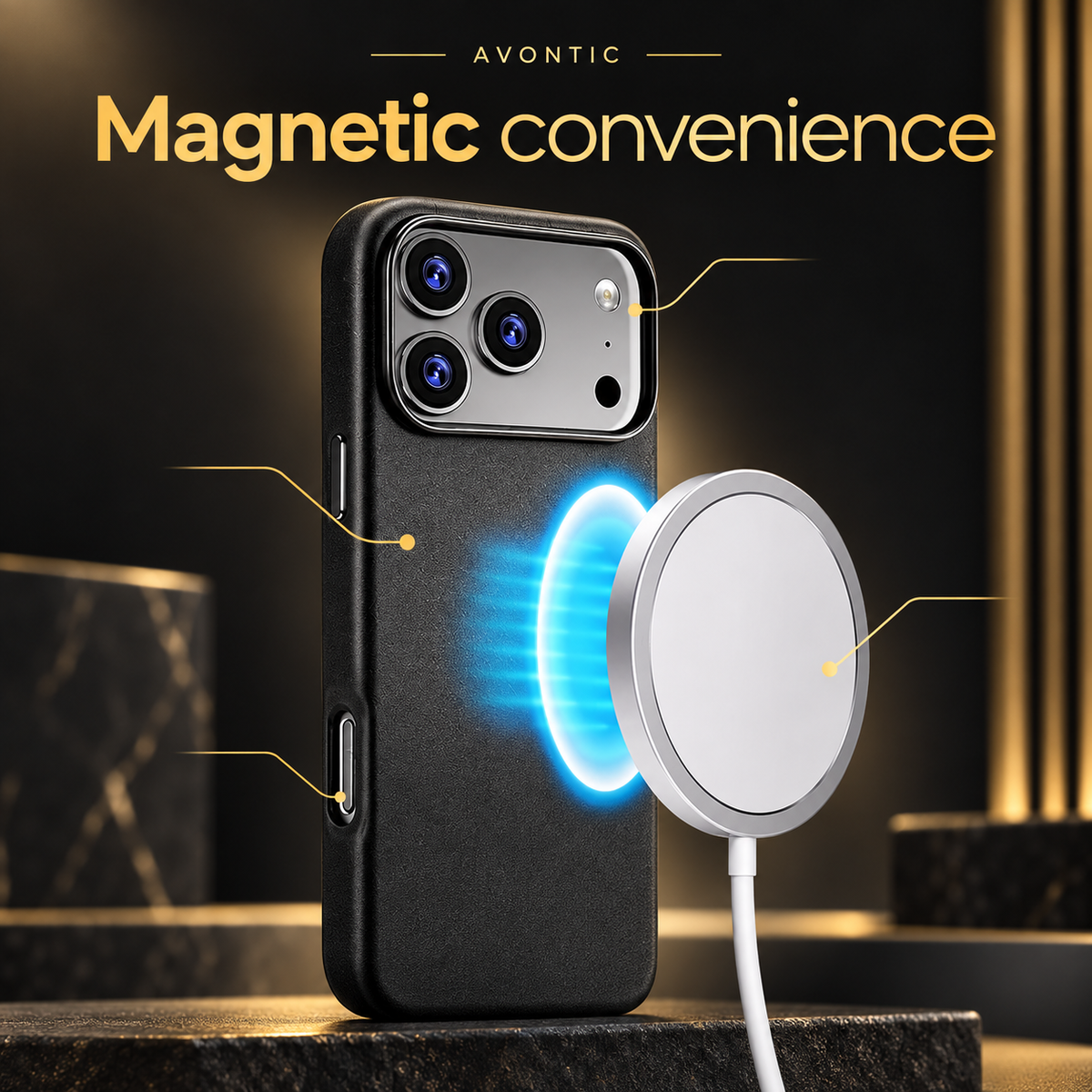 Avontic AtelierMag PU Leather Magnetic Case — Magnetic convenience