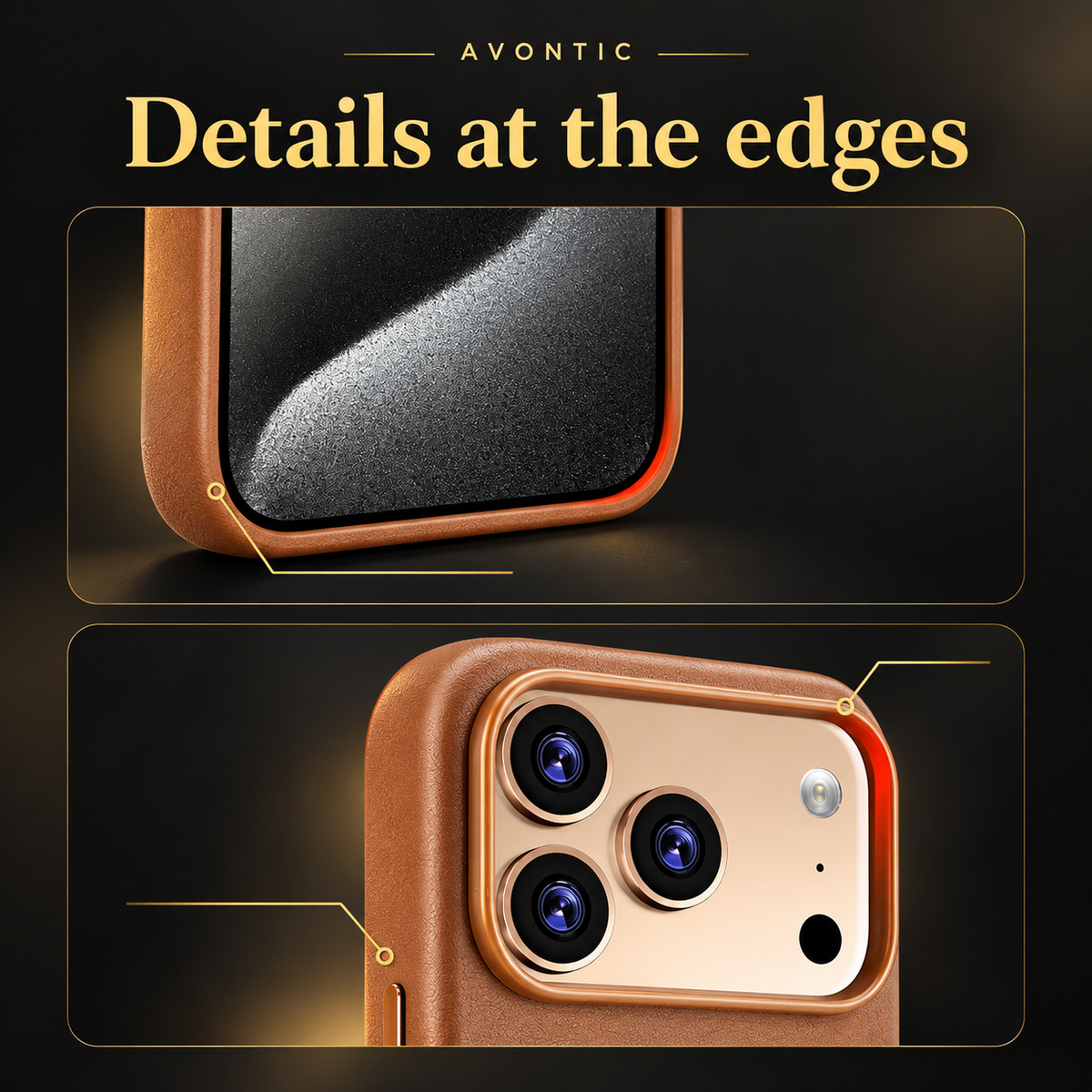 Avontic AtelierMag PU Leather Magnetic Case — Details at the edges