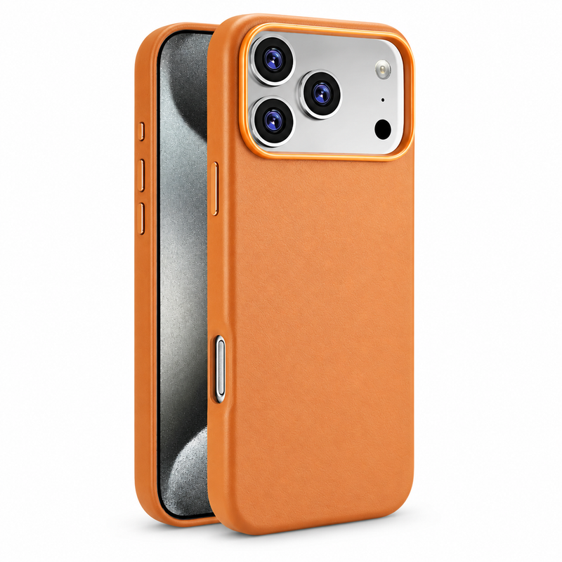 Avontic AtelierMag PU Leather Magnetic Case in Orange on a white background