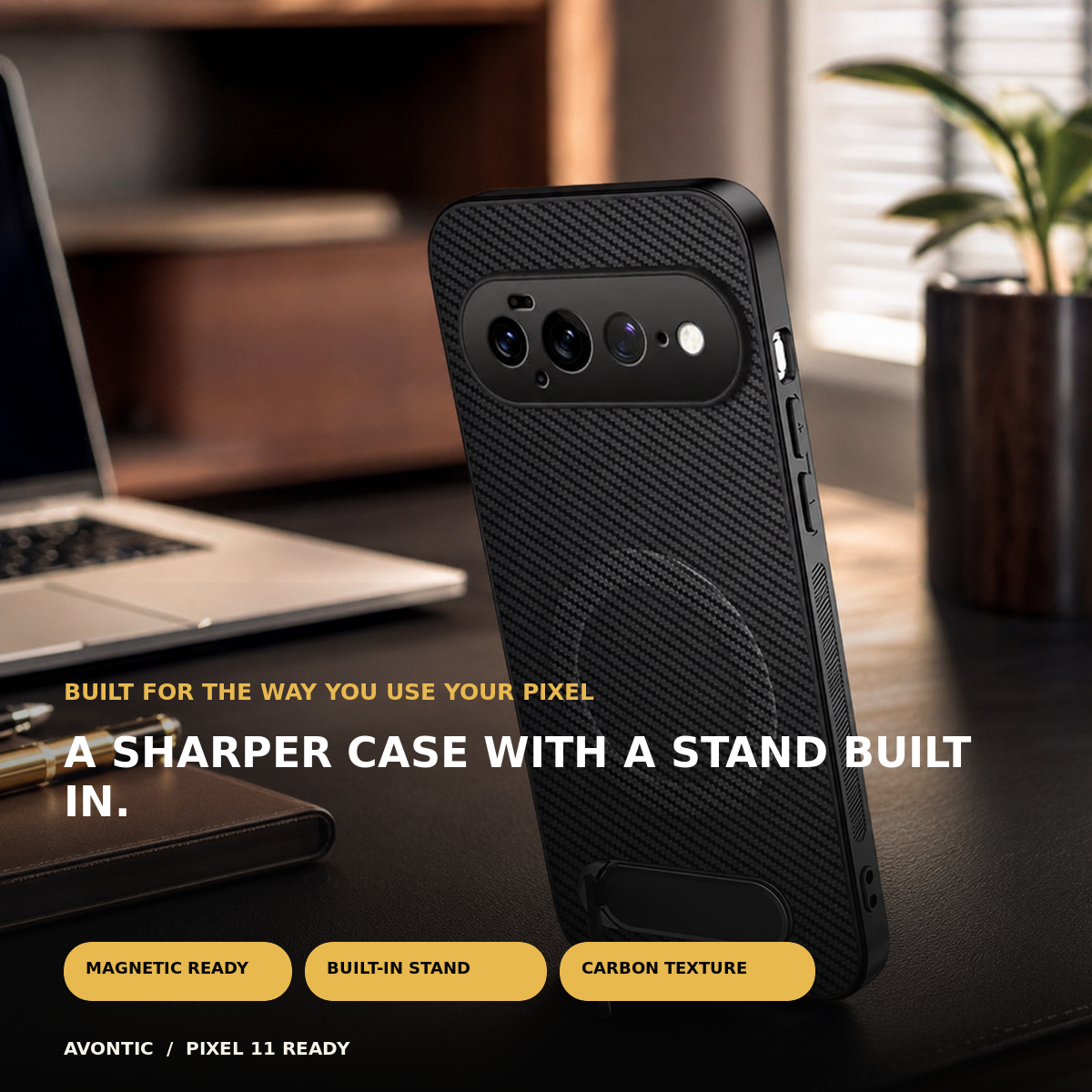 Avontic CarbonStand Google Pixel case feature image highlighting everyday use