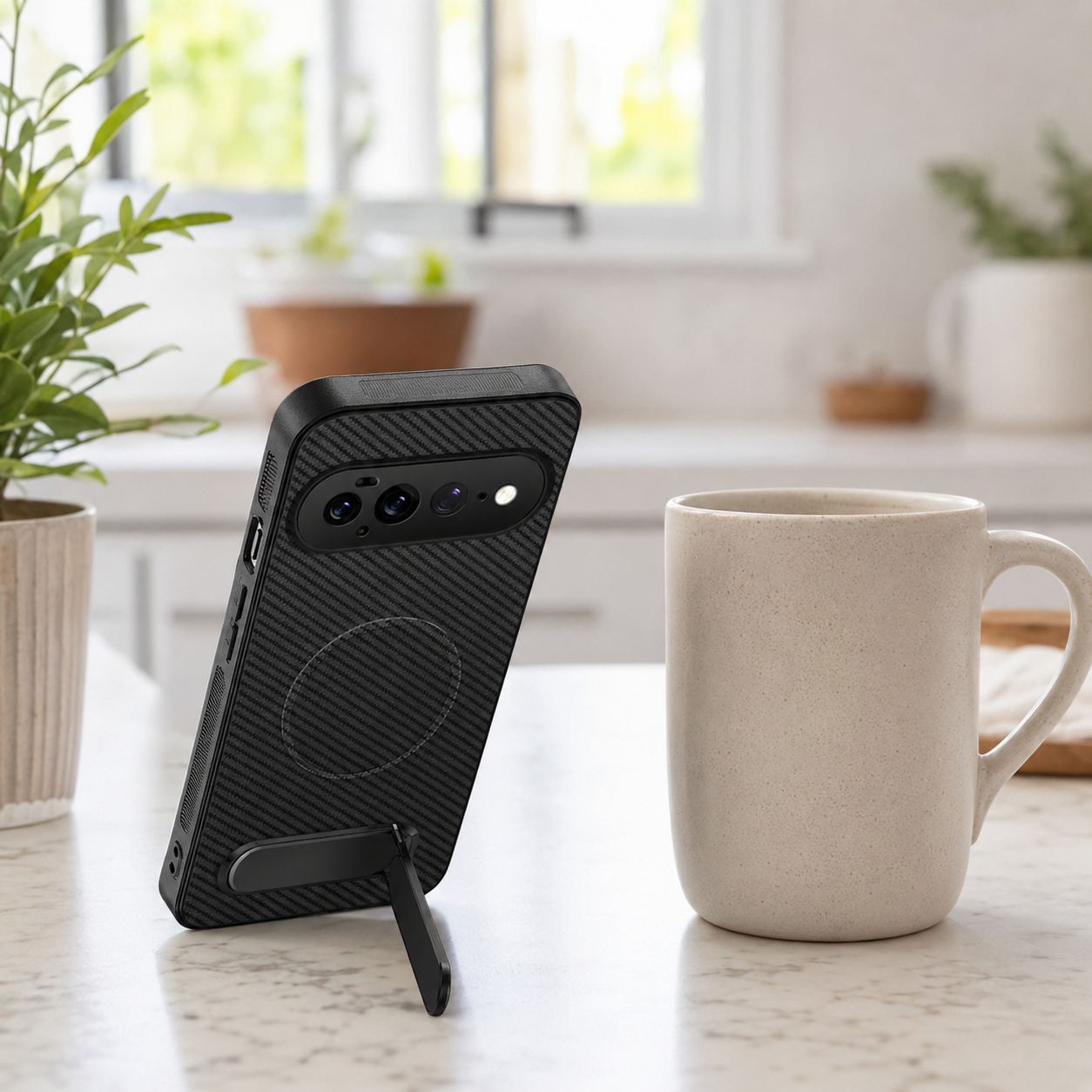 Avontic CarbonStand Google Pixel case lifestyle product image
