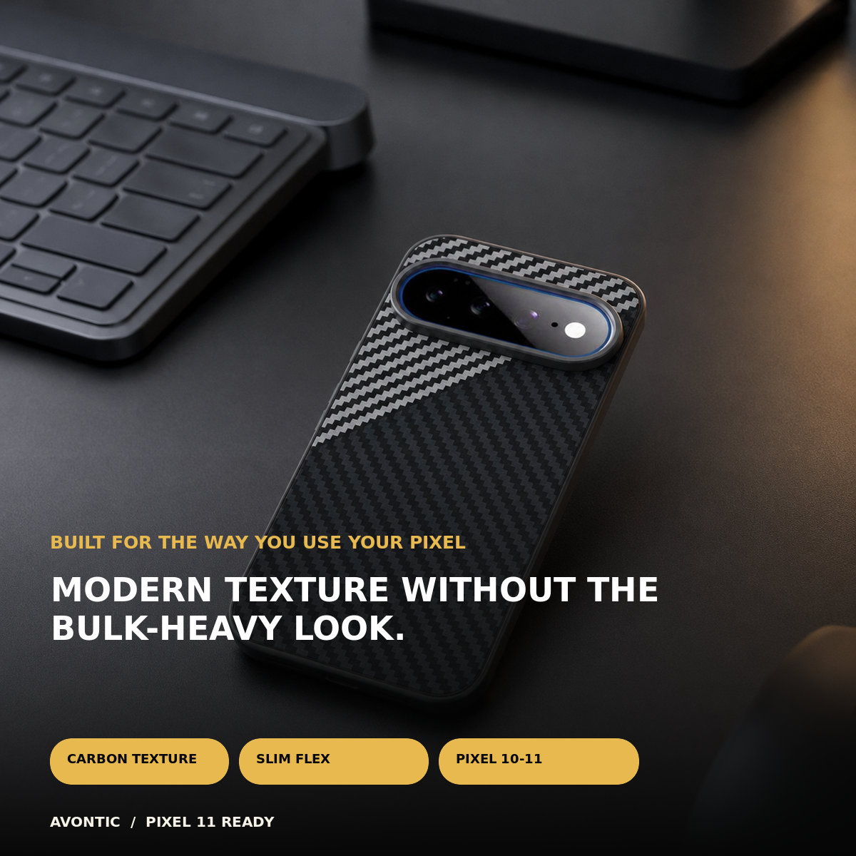 Avontic CarbonWeave Flex Google Pixel case feature image highlighting everyday use