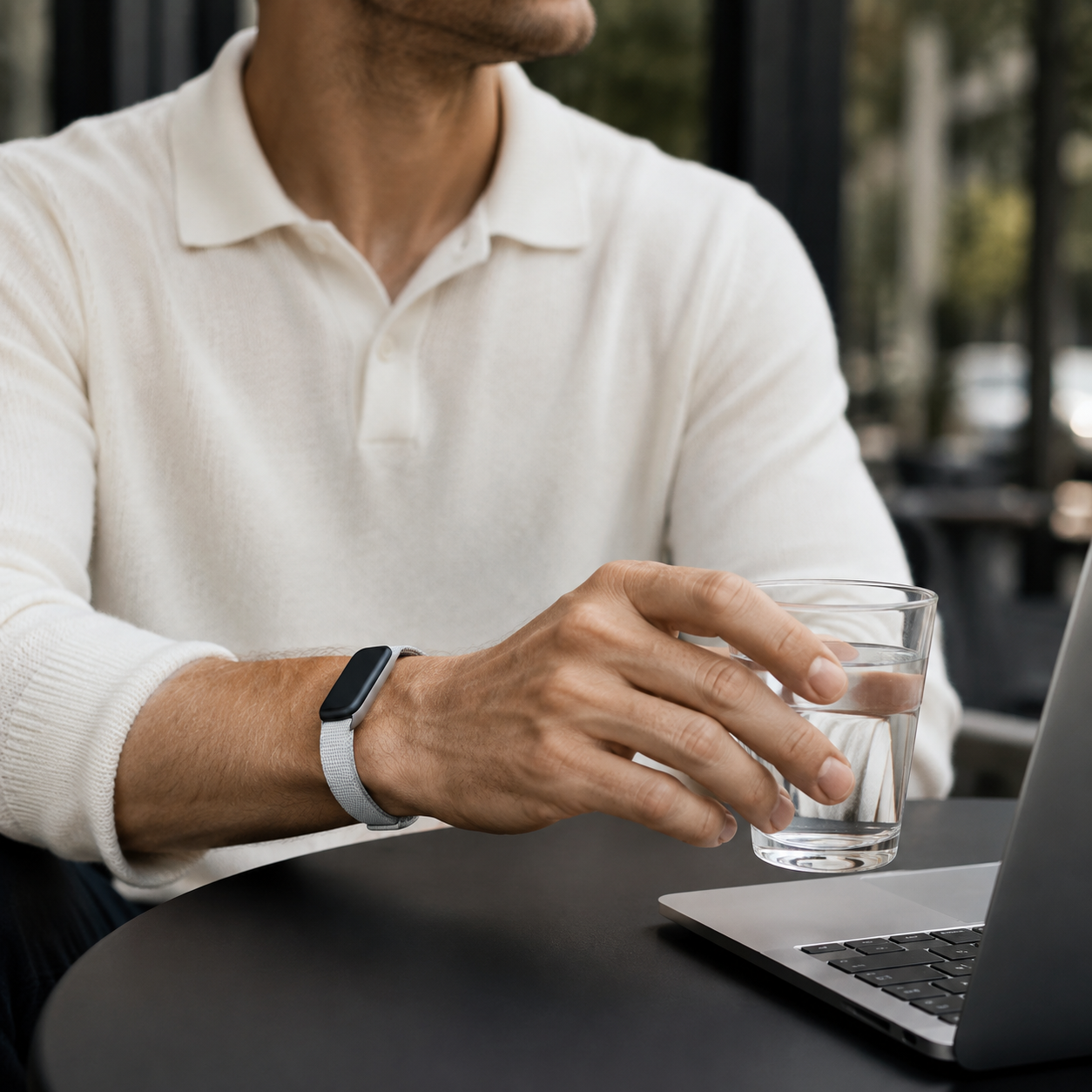 AeroLoop DuoFit gray wrist band in an everyday setting