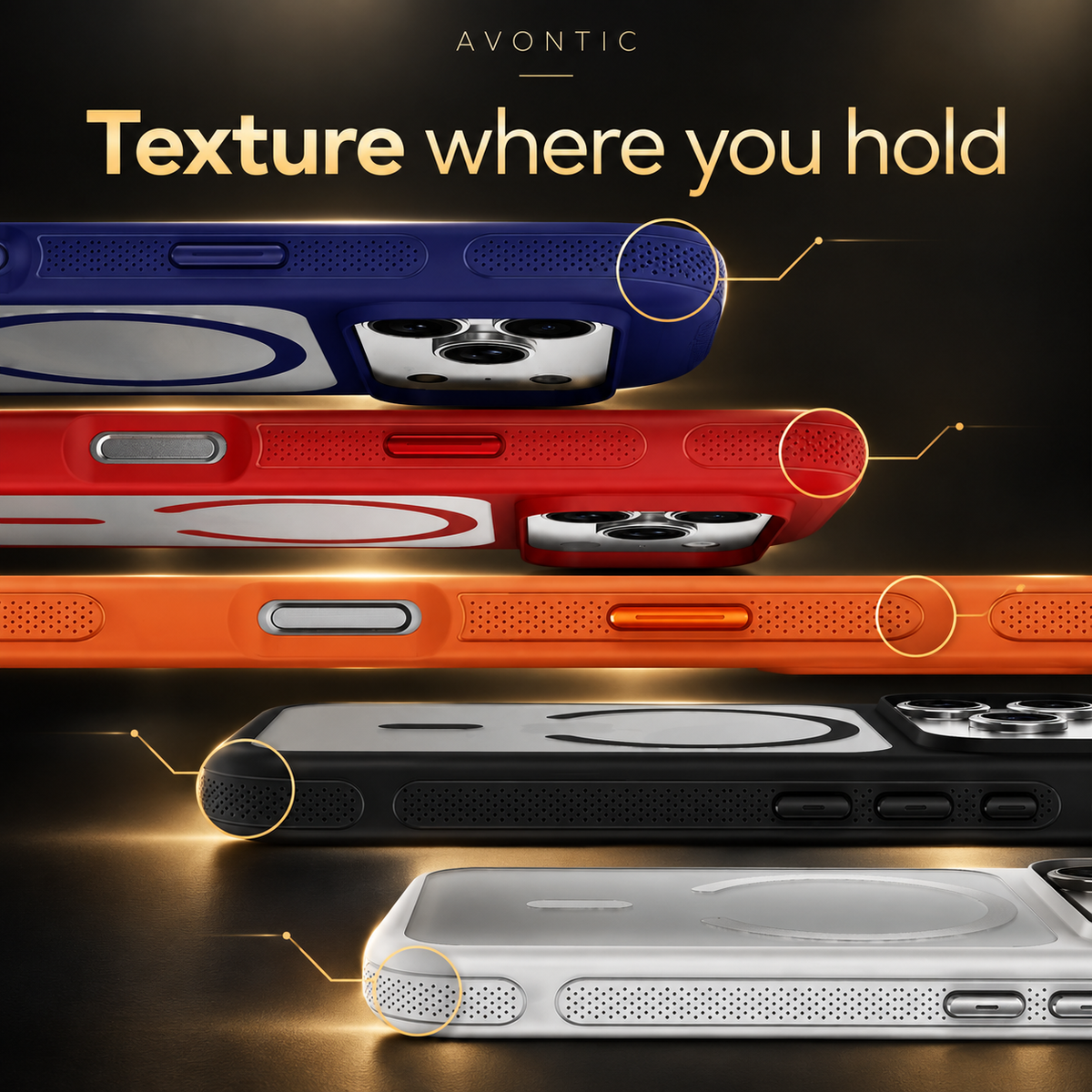 Avontic ClearContour Magnetic Grip Case — Texture where you hold