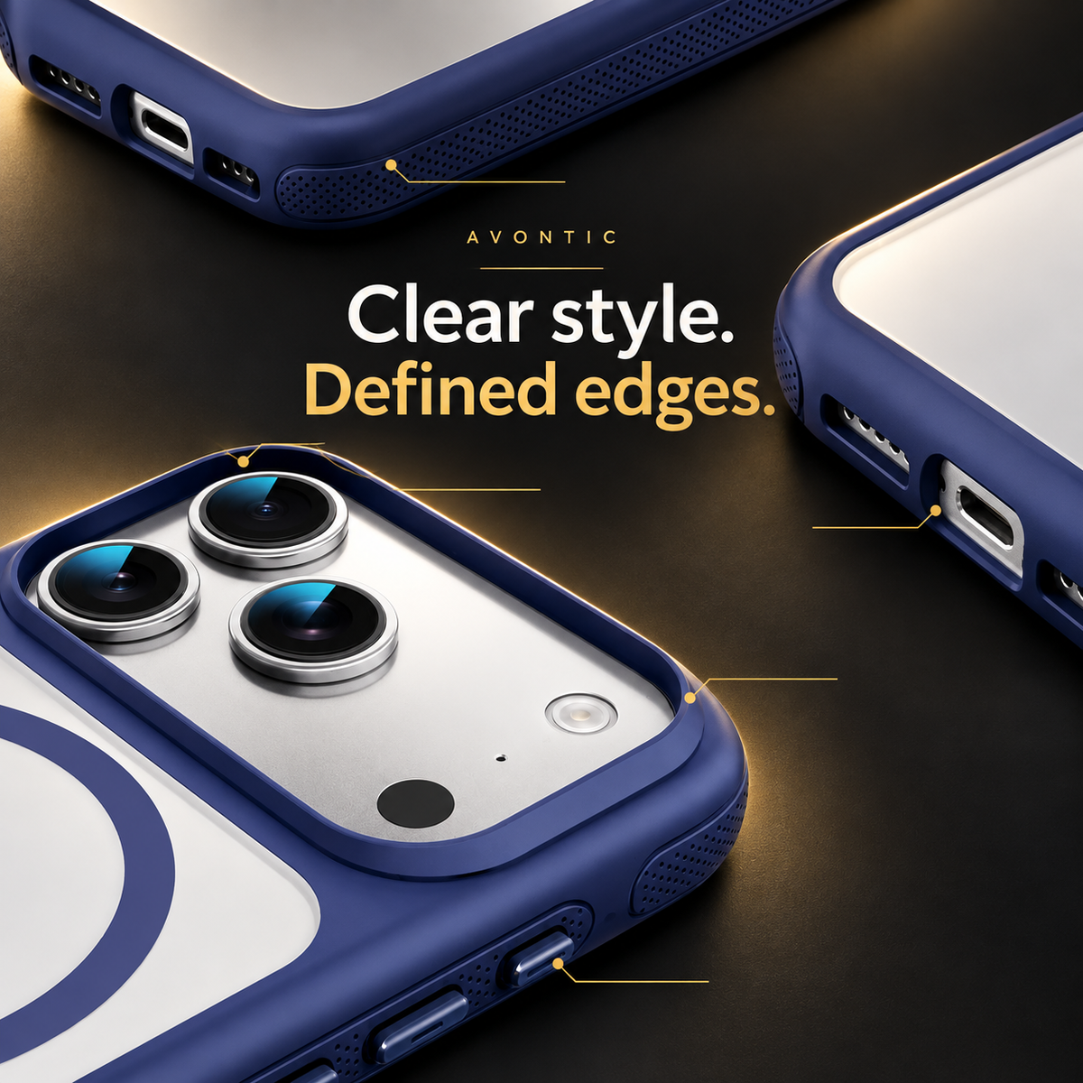 Avontic ClearContour Magnetic Grip Case — Clear style. Defined edges.