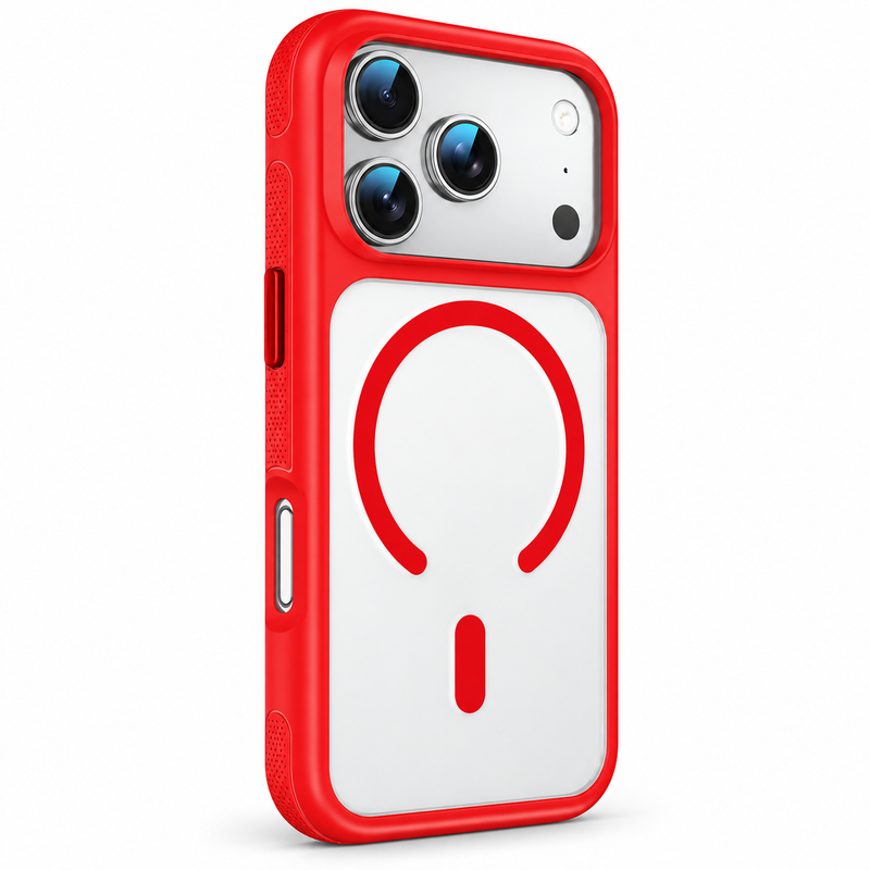Avontic ClearContour Magnetic Grip Case in Red on a white background