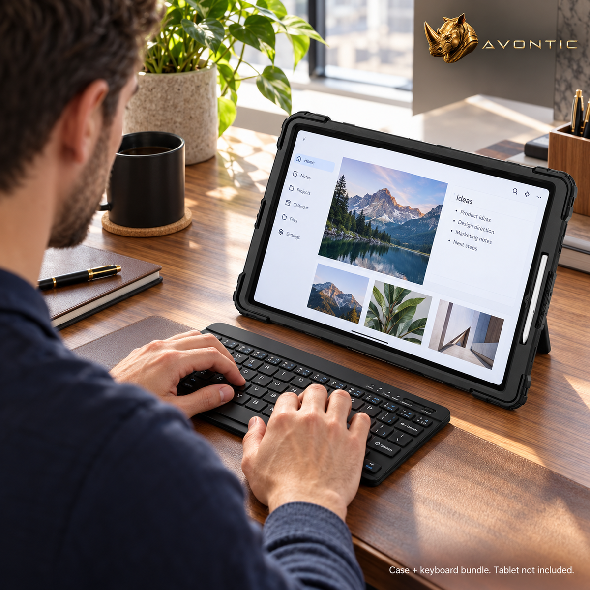 RhinoGuard Command 360 WorkForce — tablet case in use 1 — Avontic gold rhino branding
