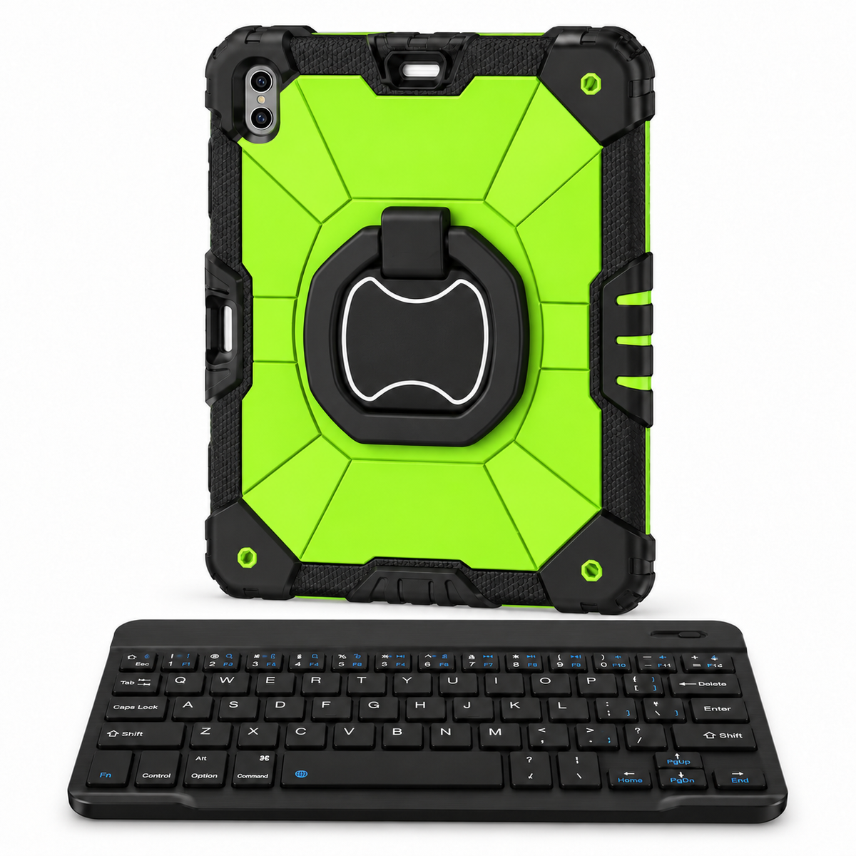 RhinoGuard Command 360 WorkForce — Lime / Black — protective case with separate black 10-inch wireless keyboard
