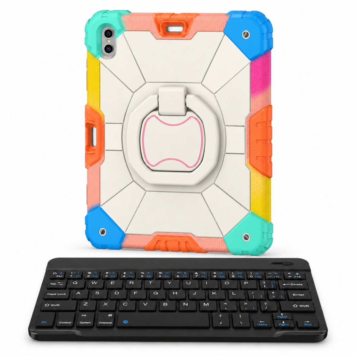 RhinoGuard Command 360 WorkForce — Pastel Colorblock — protective case with separate black 10-inch wireless keyboard