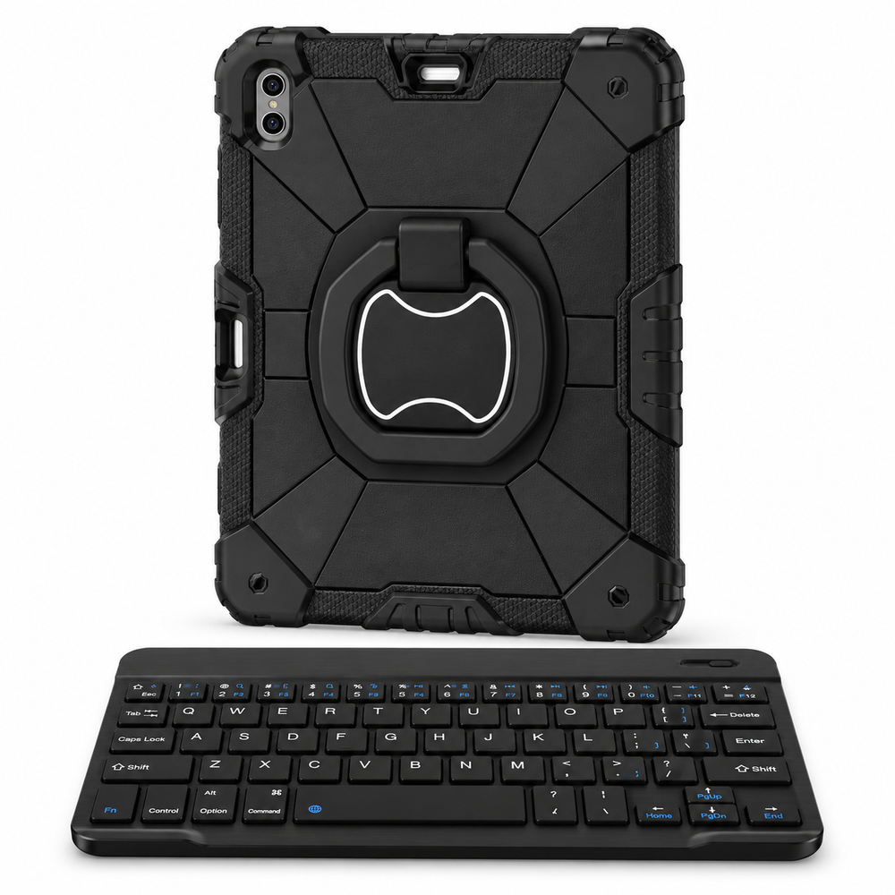 RhinoGuard Command 360 WorkForce — Midnight Black — protective case with separate black 10-inch wireless keyboard