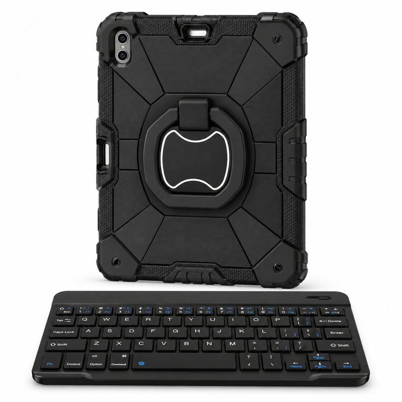 RhinoGuard Command 360 WorkForce — Midnight Black — protective case with separate black 10-inch wireless keyboard