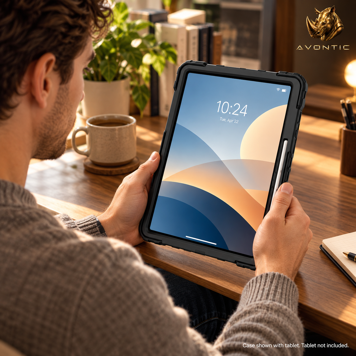 RhinoGuard Command 360 — tablet case in use 3 — Avontic gold rhino branding