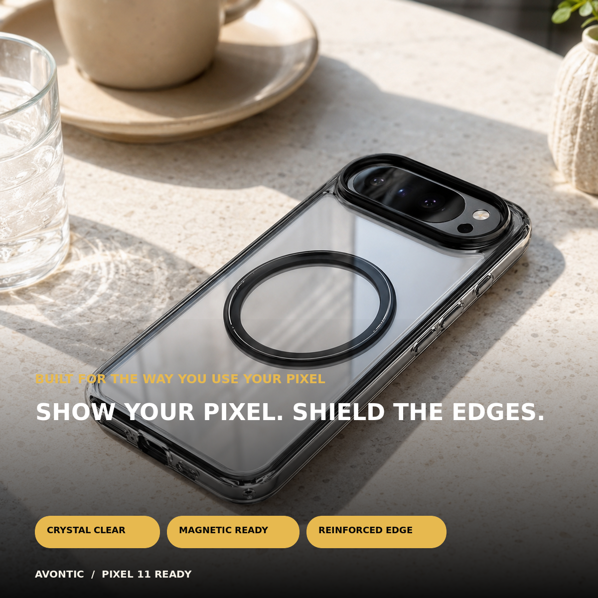 Avontic CrystalHalo Google Pixel case feature image highlighting everyday use