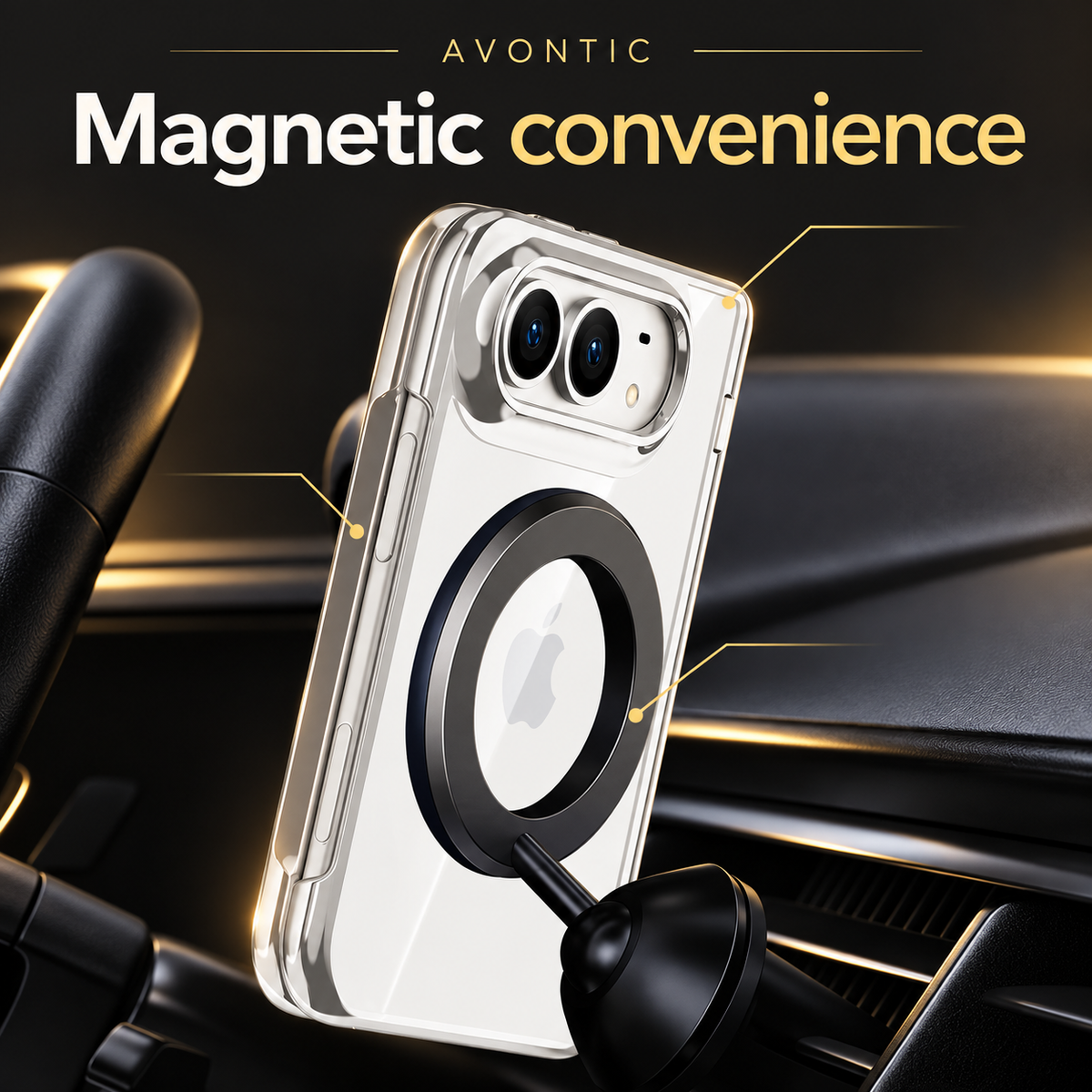 Avontic Duo Pivot Magnetic Hinge Stand Case — Magnetic convenience