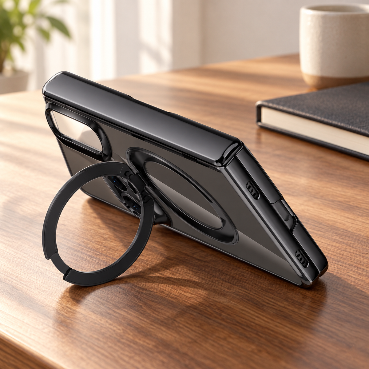 Avontic Duo Pivot Magnetic Hinge Stand Case — desk lifestyle view
