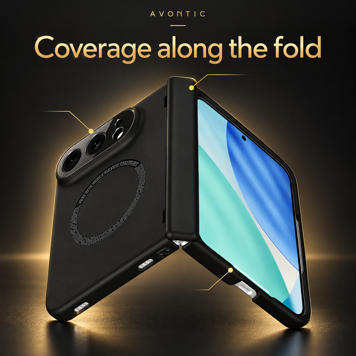 RhinoGuard Duo Sentinel Magnetic Hinge Case — Coverage along the fold