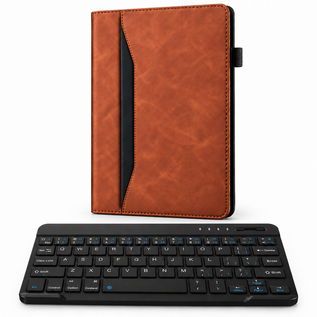 RhinoGuard Executive Folio WorkForce — Cognac Brown — protective case with separate black 10-inch wireless keyboard