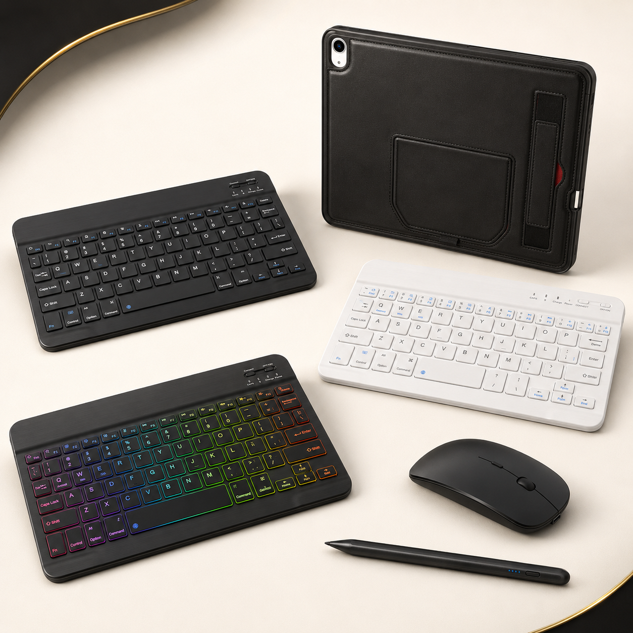 Executive WorkForce black, white and colorful backlit 10-inch keyboard setup choices