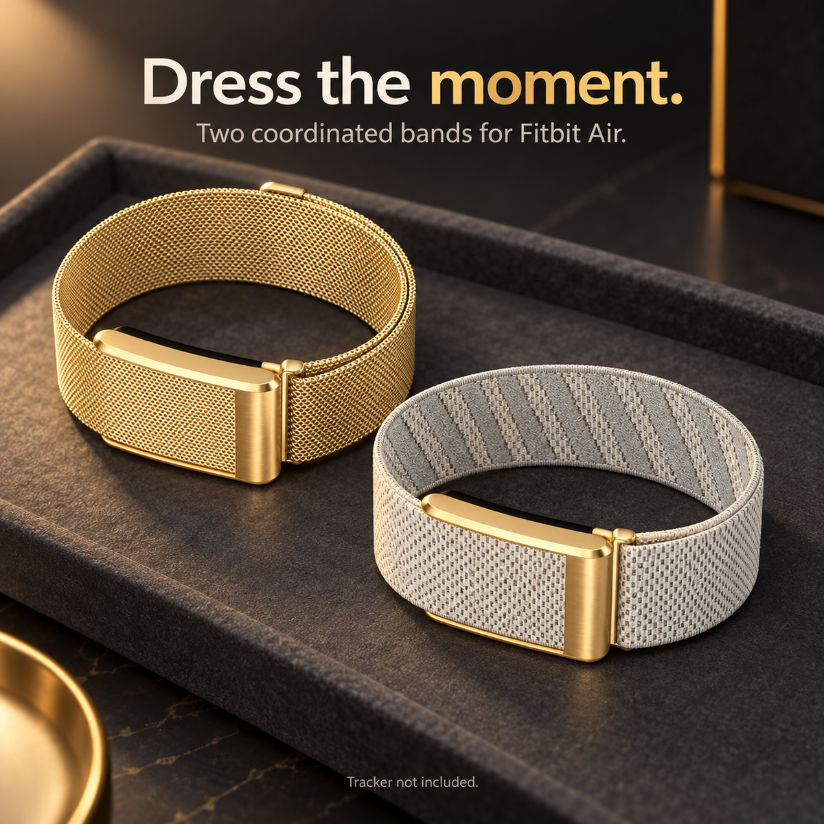 Coordinated Fitbit Air mesh and nylon band color pairings