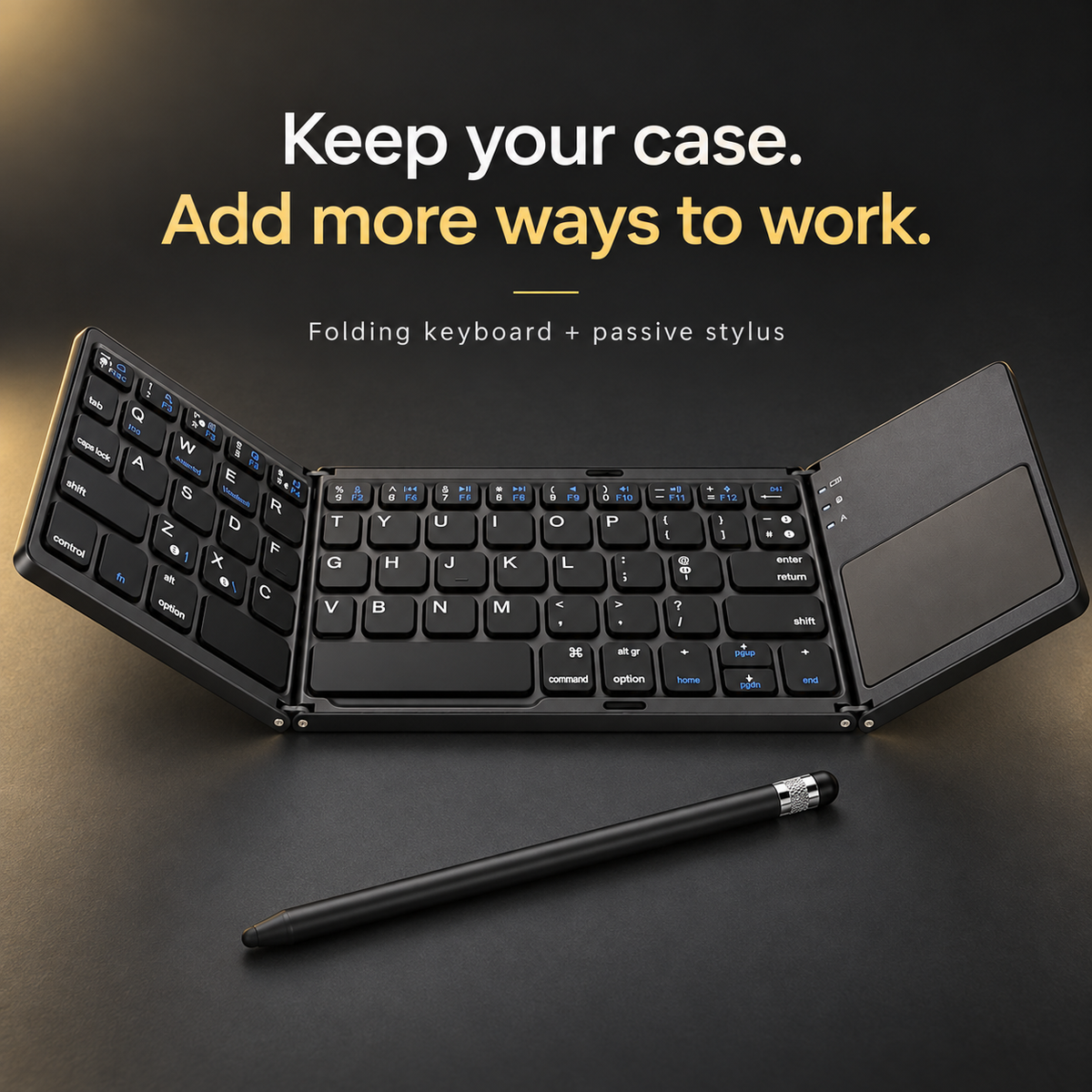 WorkForce Fold English QWERTY keyboard and right-side touchpad layout