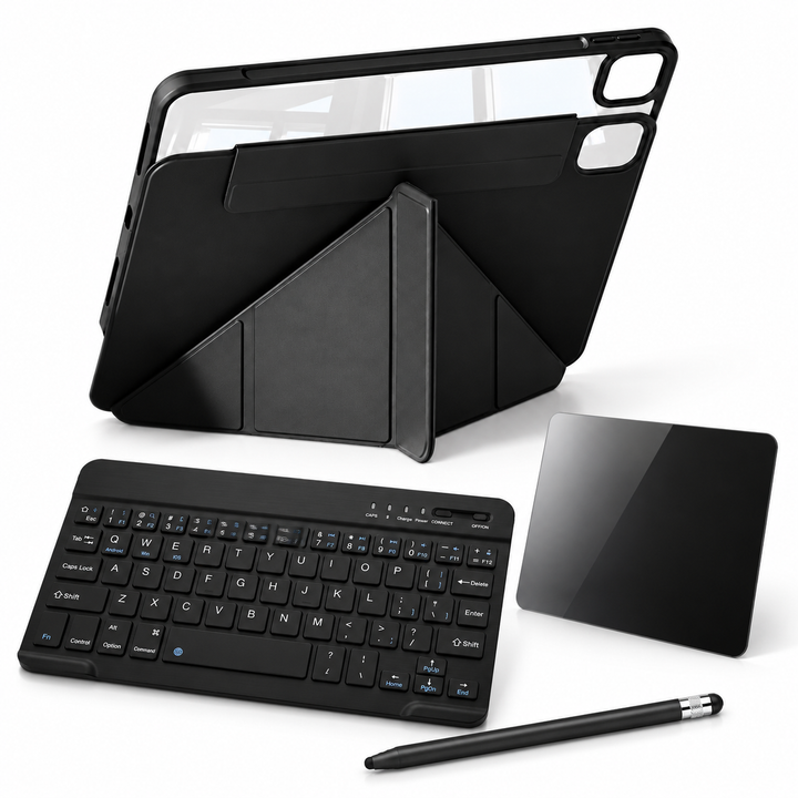 FormaLift Flex Complete — iPad Case + Keyboard, Stylus, Privacy Glass Bundle