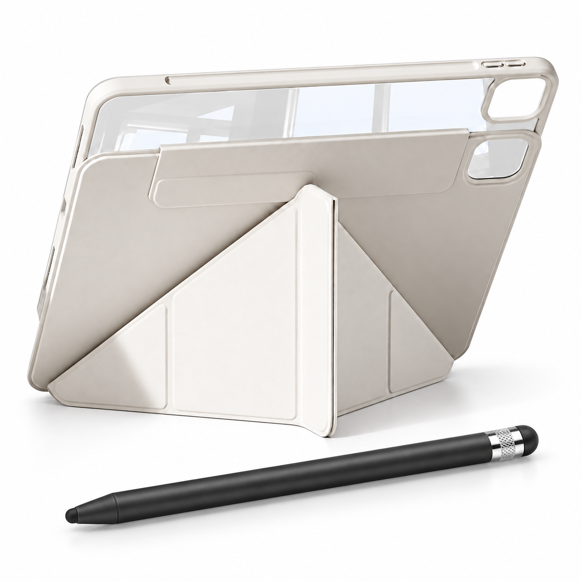 FormaLift Flex Create bundle in Cream White: iPad case, ApexTouch stylus; representative iPad configuration