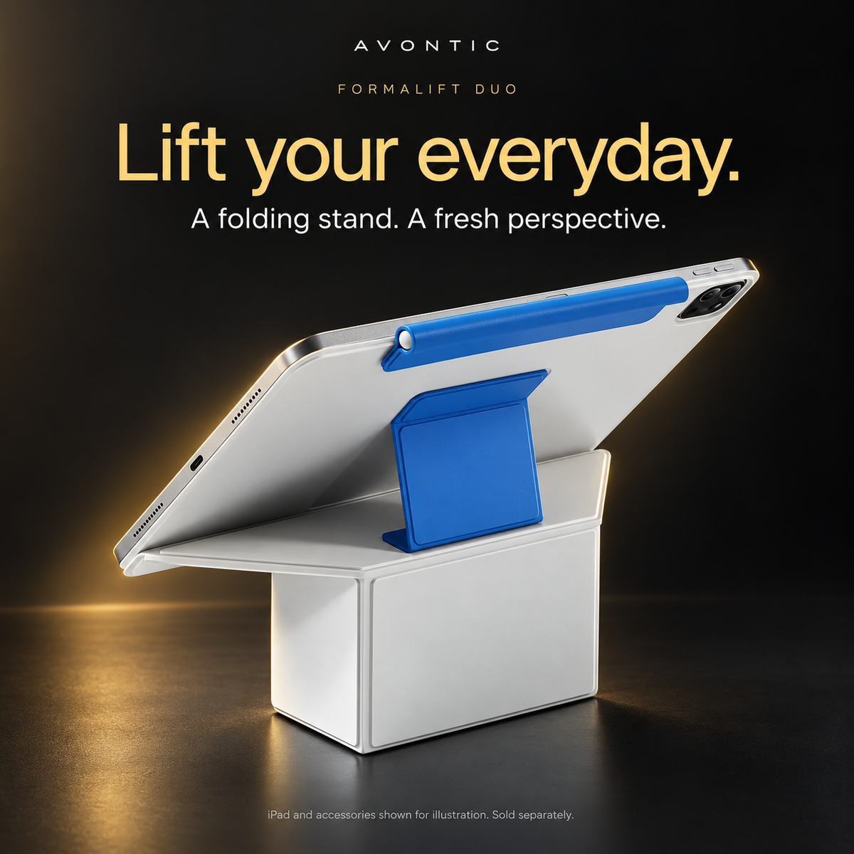 FormaLift Duo white and blue iPad case with elevated folding stand