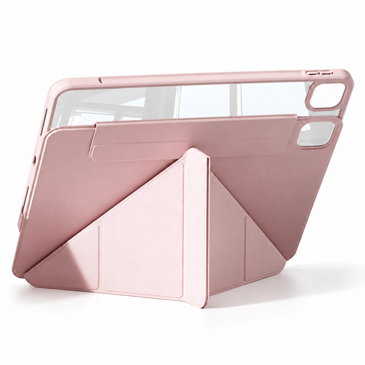Avontic FormaLift Flex Pink empty magnetic iPad case with folded support and open camera cutout; tablet not included