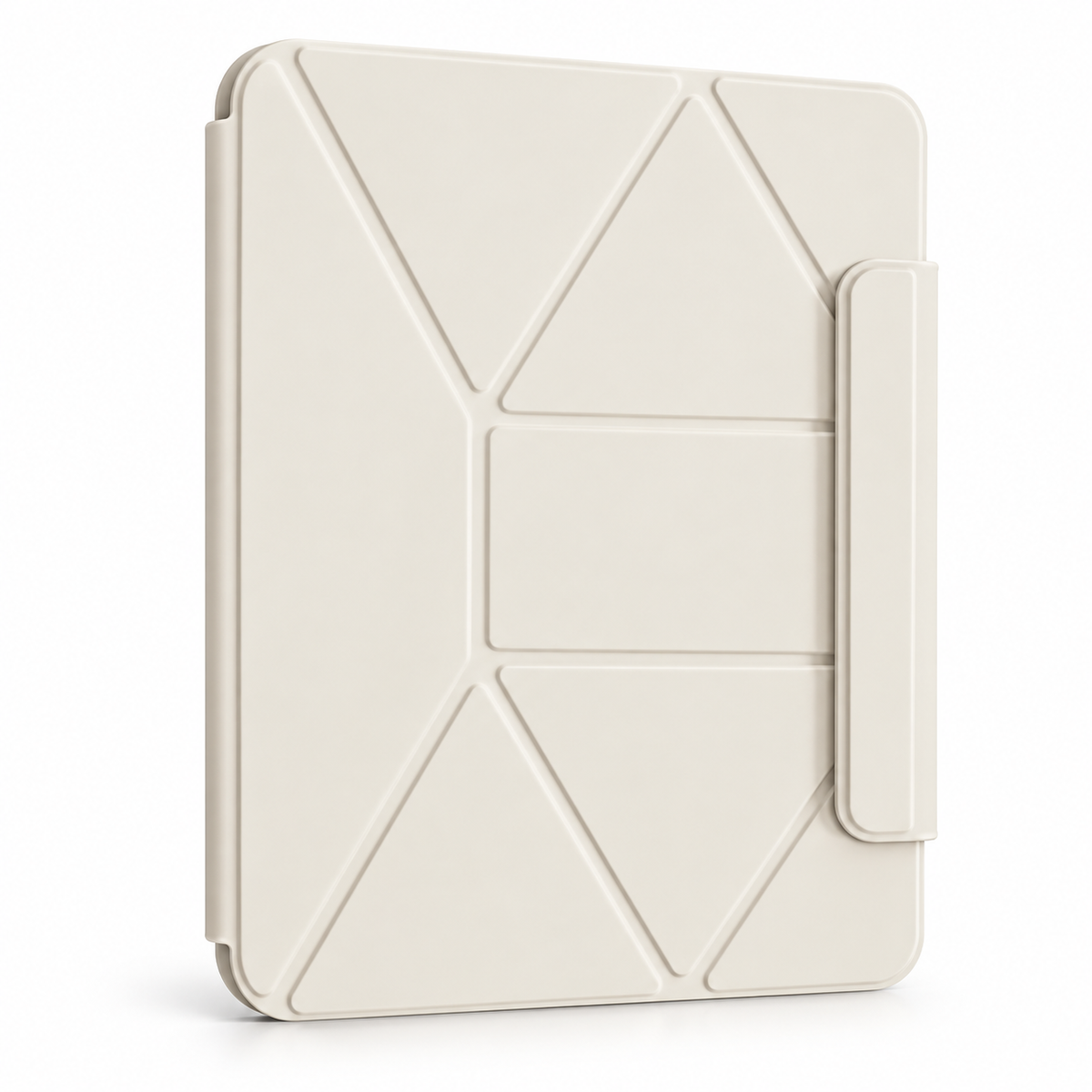 Avontic FormaLift Orbit iPad case in Cream White, closed folding folio on white background