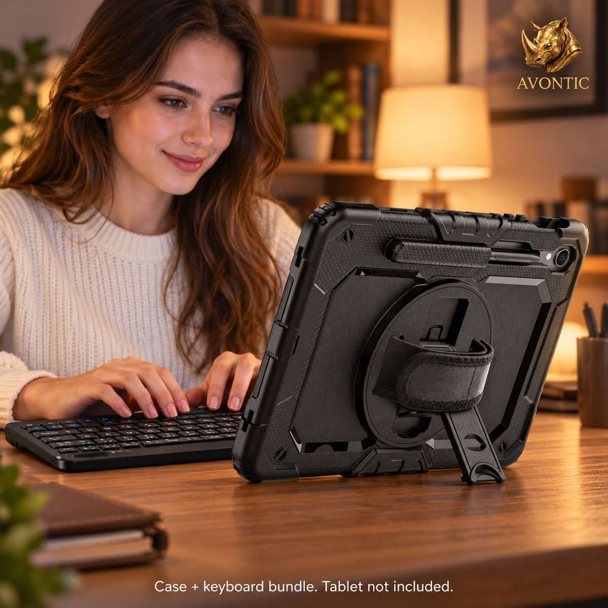 RhinoGuard Fortress 360 WorkForce — tablet case in use 3 — Avontic gold rhino branding