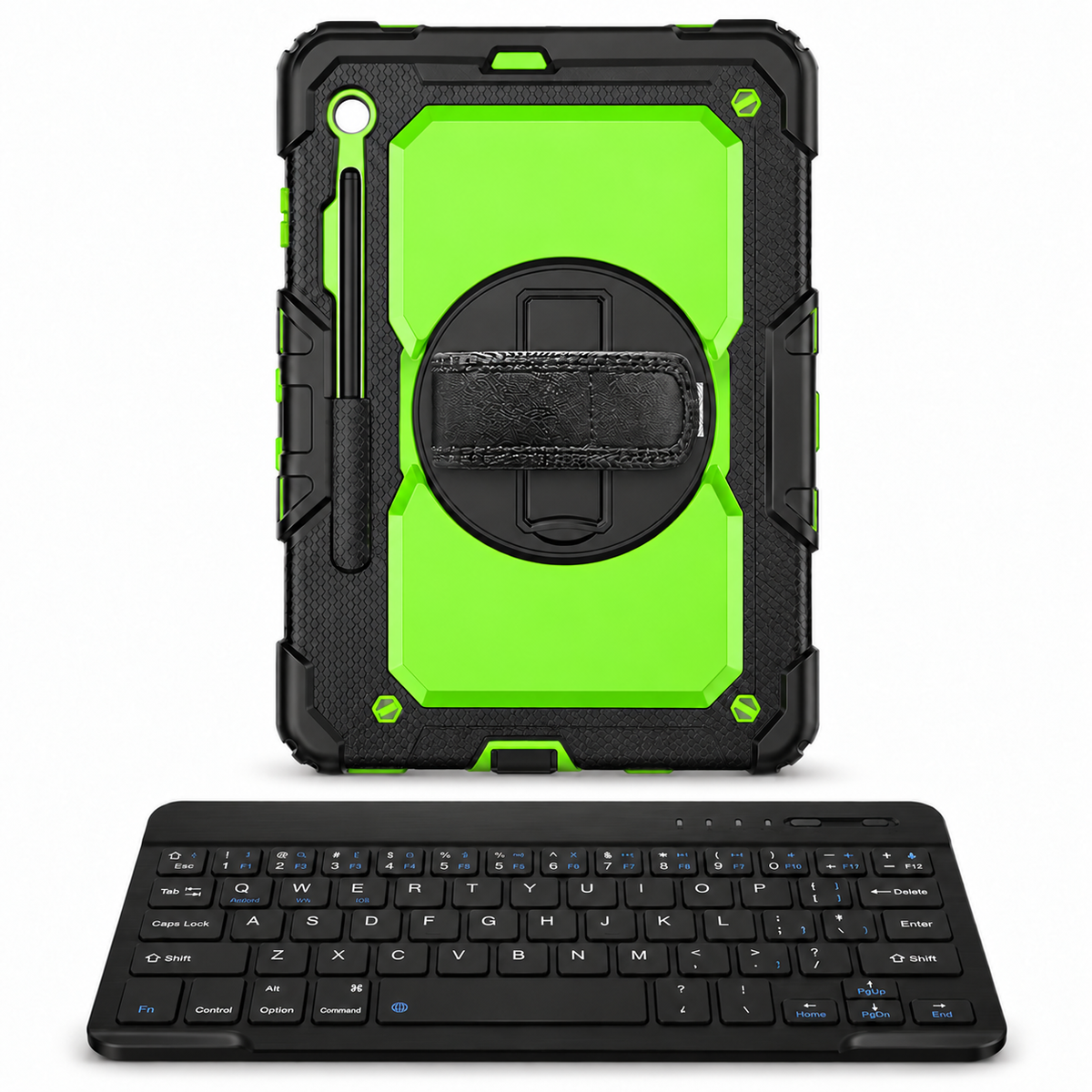RhinoGuard Fortress 360 WorkForce — Black / Lime — protective case with separate black 10-inch wireless keyboard