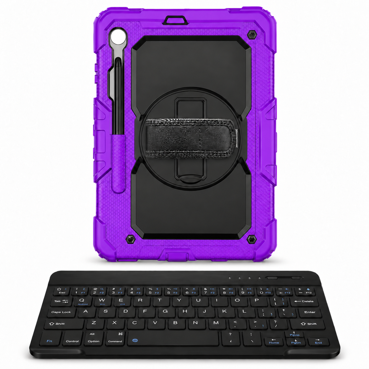 RhinoGuard Fortress 360 WorkForce — Purple / Black — protective case with separate black 10-inch wireless keyboard