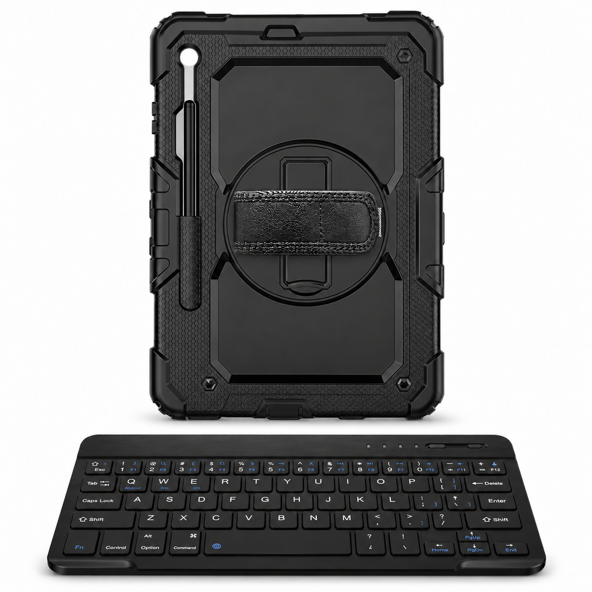 RhinoGuard Fortress 360 WorkForce — Midnight Black — protective case with separate black 10-inch wireless keyboard
