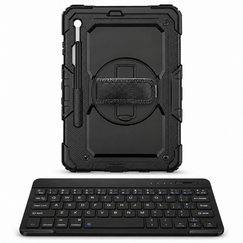 RhinoGuard Fortress 360 WorkForce — Midnight Black — protective case with separate black 10-inch wireless keyboard