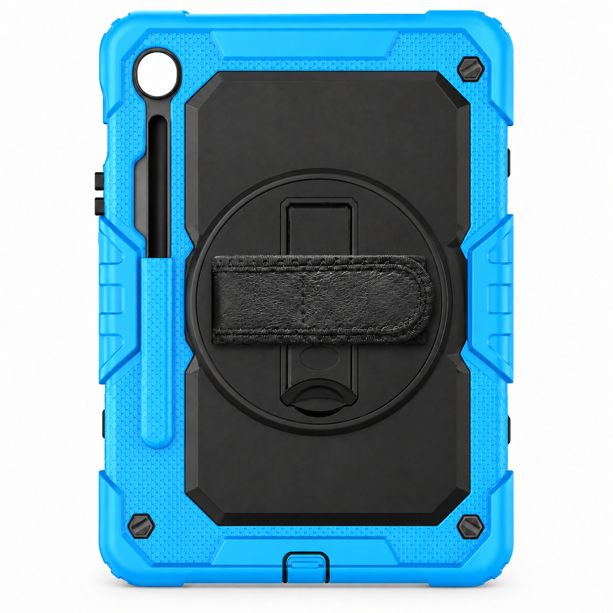 RhinoGuard Fortress 360 — Sky Blue / Black — corrected short kickstand, no text overlay