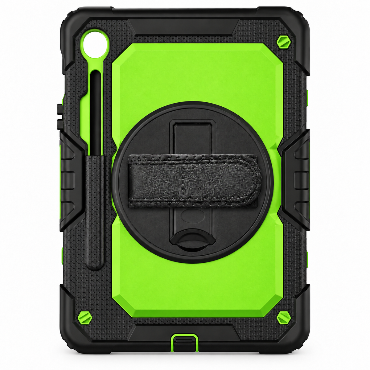 RhinoGuard Fortress 360 — Black / Lime — corrected short kickstand, no text overlay