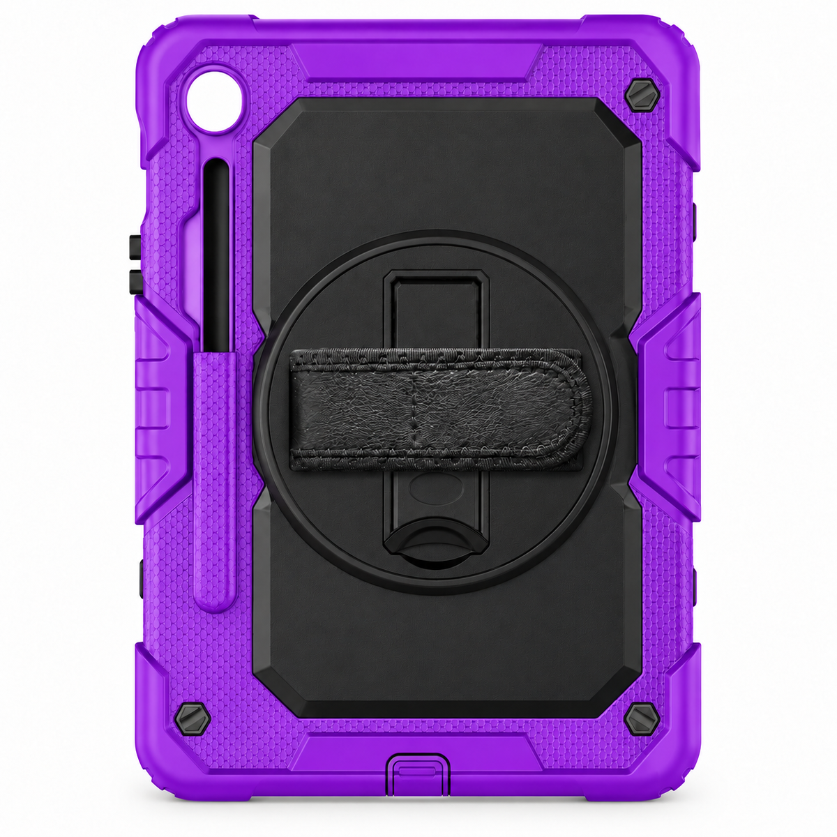 RhinoGuard Fortress 360 — Purple / Black — corrected short kickstand, no text overlay