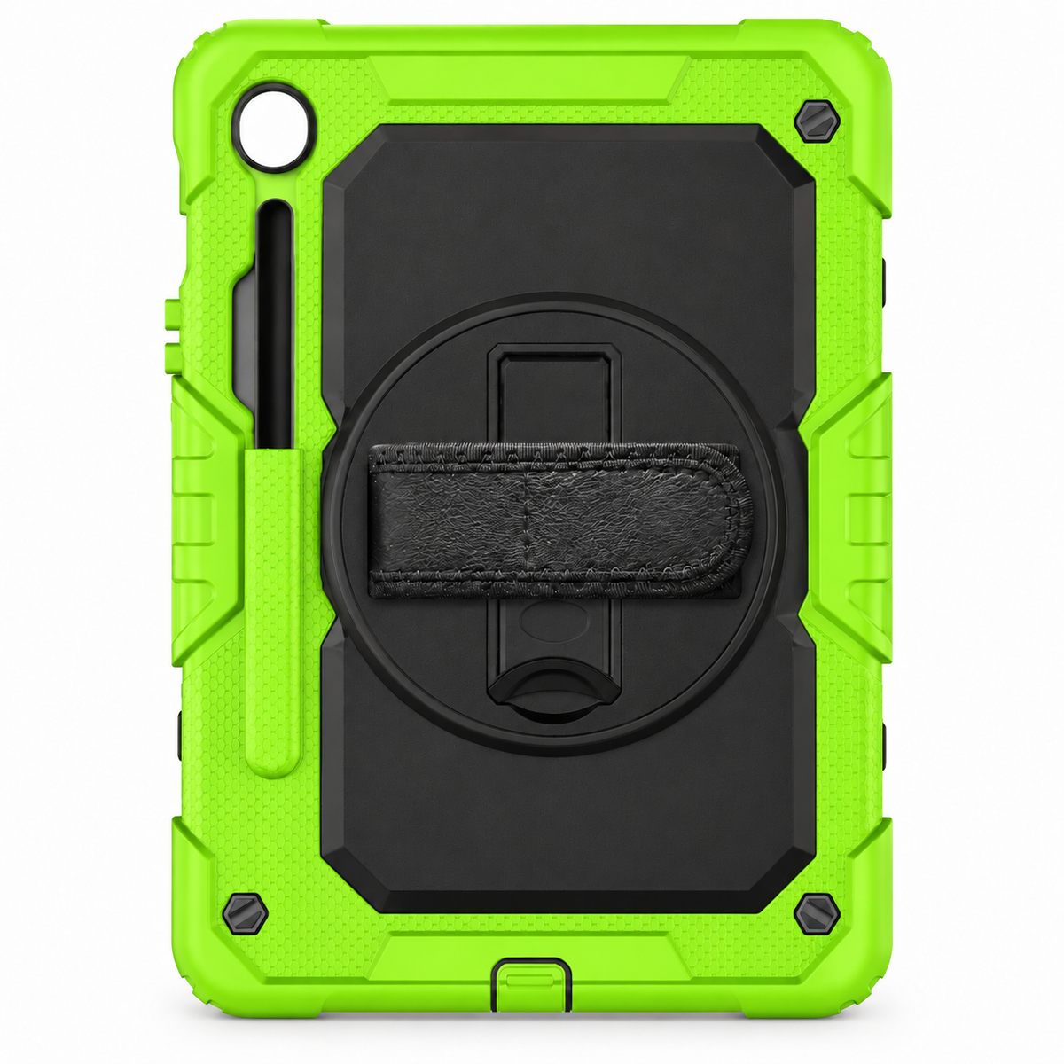 RhinoGuard Fortress 360 — Lime / Black — corrected short kickstand, no text overlay