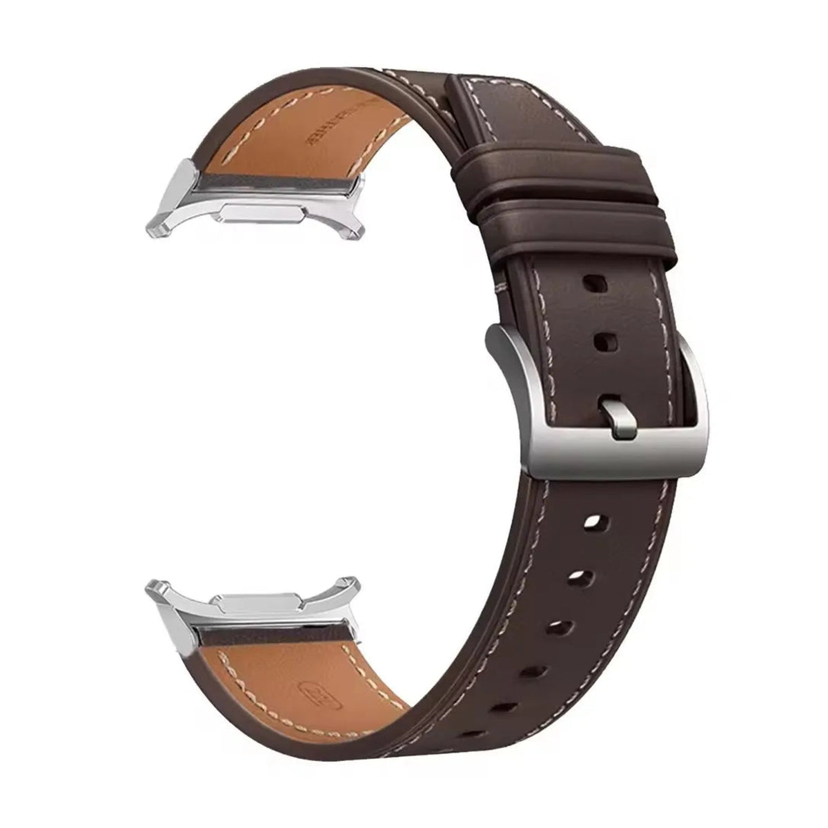 ContourHide Executive Leather dark brown silver Samsung Galaxy Watch band