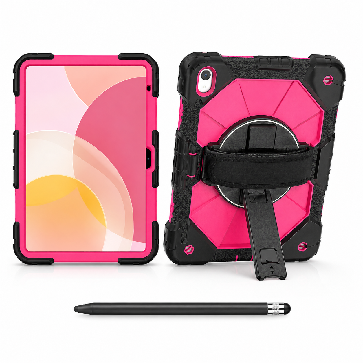 RhinoGuard Apex 360 Command Black and Rose iPad A16 case bundle with black ApexTouch stylus