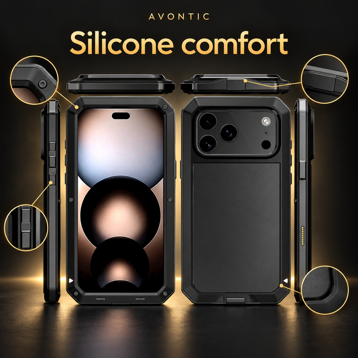 RhinoGuard Ironclad 360 Aluminum Armor Case — Silicone comfort