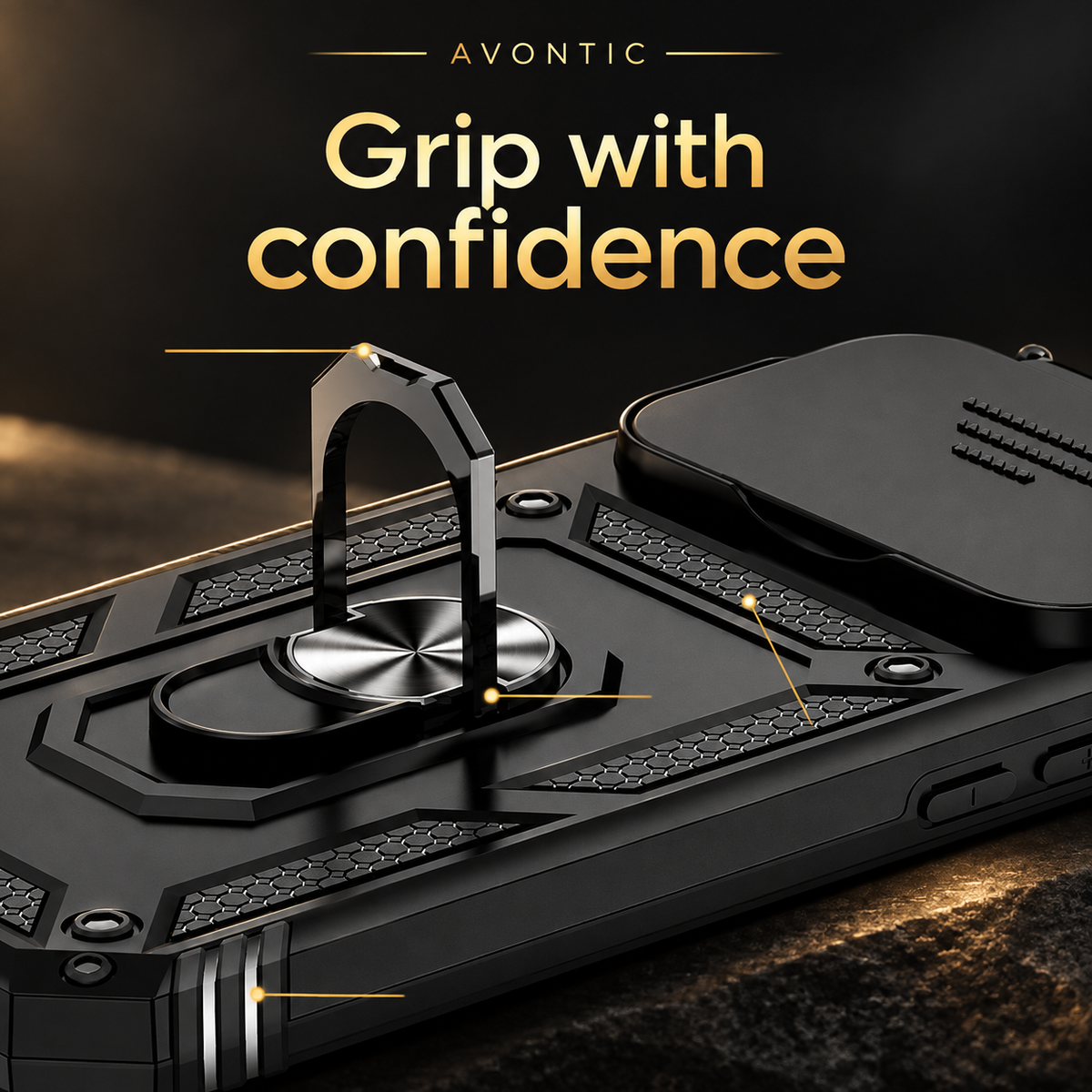 RhinoGuard LensLock RingStand Camera Cover Case — Grip with confidence