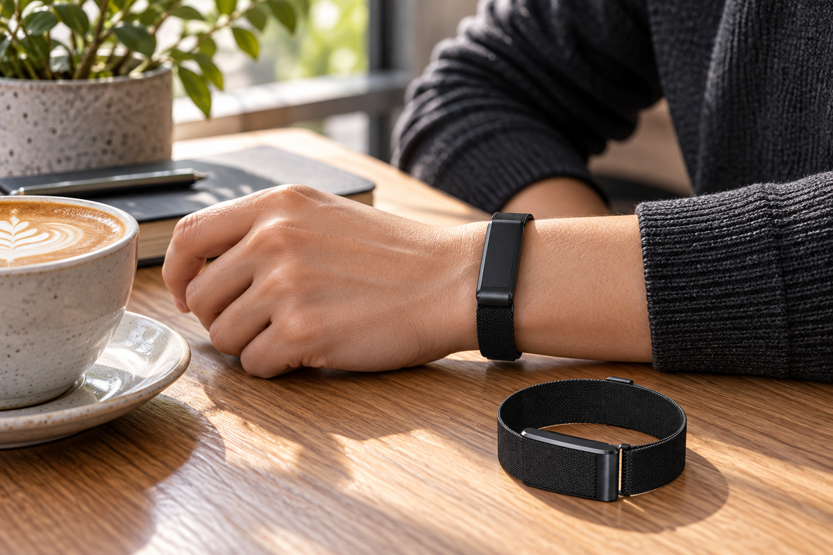 Fitbit Air Day-to-Night Duo lifestyle setup 1; devices and styling props are not included